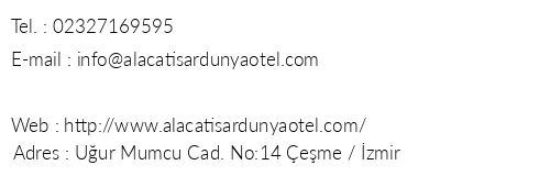 Alaat Sardunya Otel telefon numaralar, faks, e-mail, posta adresi ve iletiim bilgileri